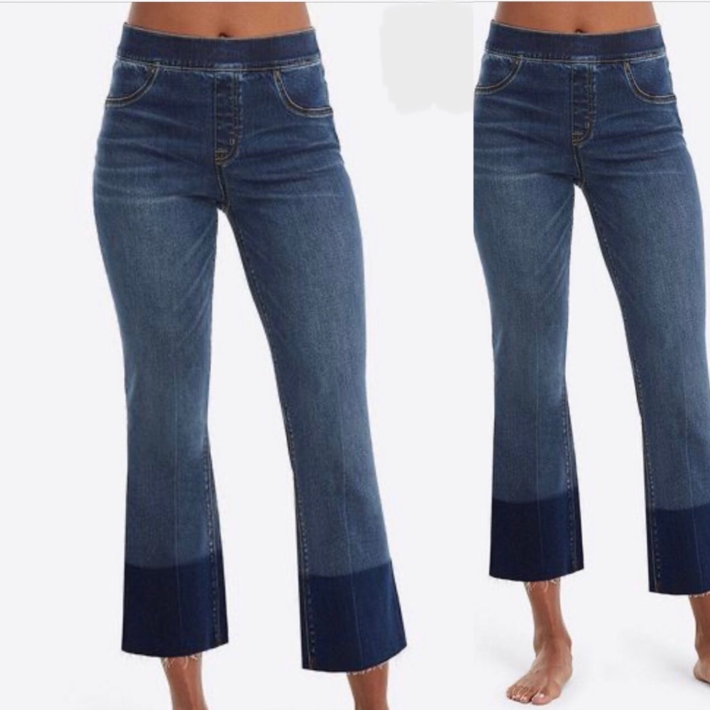 SPANX Two-Tone Dark Blue Cropped Jeans